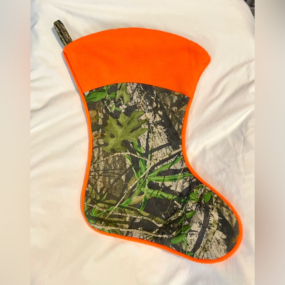 *EUC* Hunting Camo Christmas Stocking - Hunters Orange - Camouflage